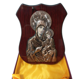 Icoana cupru din lemn Maica Domnului Coronita