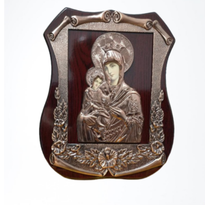 Icoana cupru pe lemn Maica Domnului Coronita