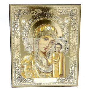Icoana medalion aurie Maica Domnului cu Pruncul