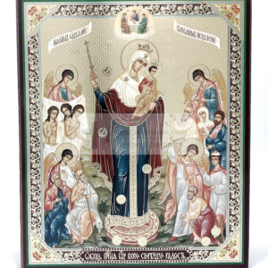 Icoana Maicii Domnului ocrotirea celor necajiti pe lemn